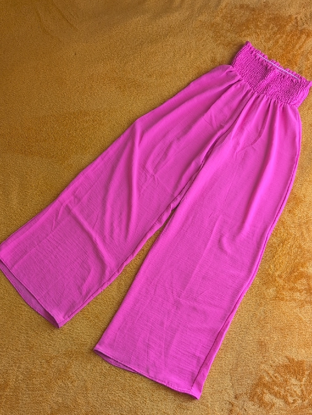 Fashion Nova Hot Pink Smocked-Waist Wide Leg Pants